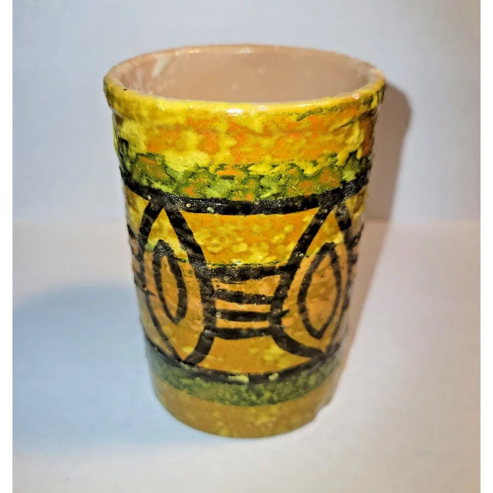 Signed Livia Gorka Mid Century Modern Hungarian Studio Pottery Vase Cup MCM